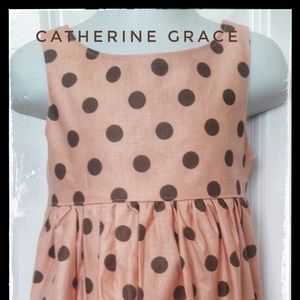 Girls Polka Dot dress, Size 3, pink and brown